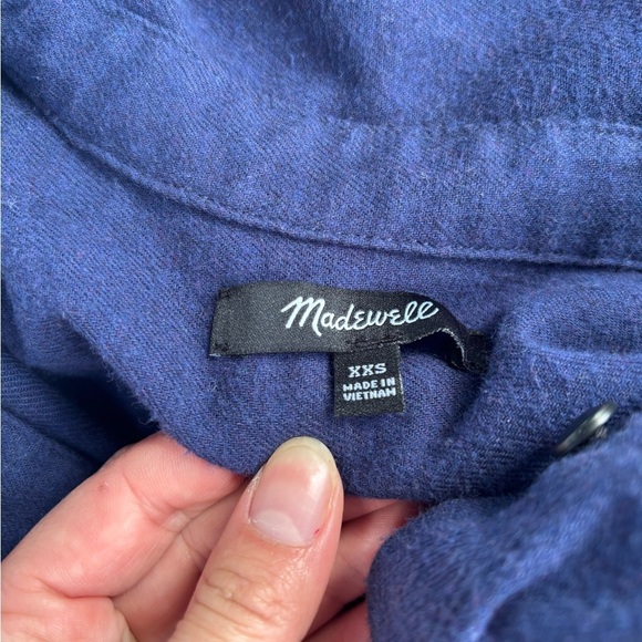 Madewell Flannel Classic Ex-Boyfriend Button Back Shirt Navy Blue XXS - Picture 4 of 5